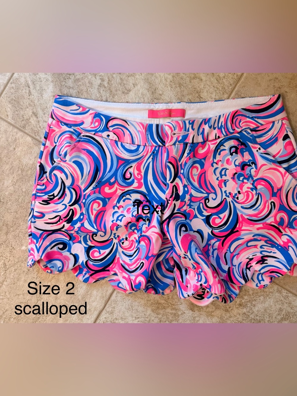 Lilly Pulitzer Knit Scalloped Shorts in Pink & Blue Swirl Print Sz 2